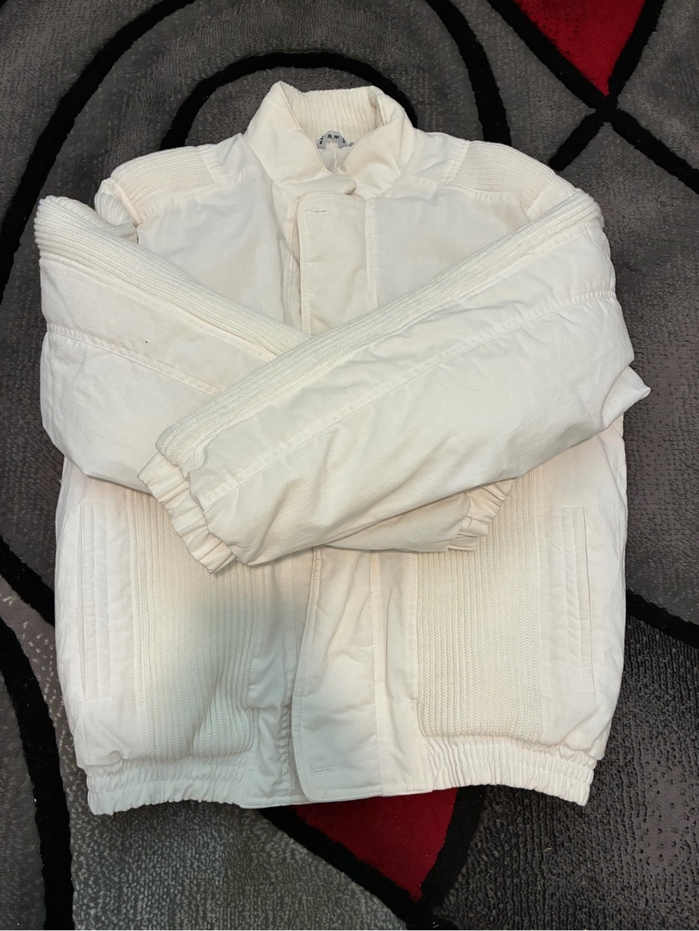 Women's Cream Puffer Ski Jacket - Insulated Winter Coat